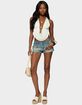 EDIKTED Tulie Grommet Distressed Denim Shorts image number 5