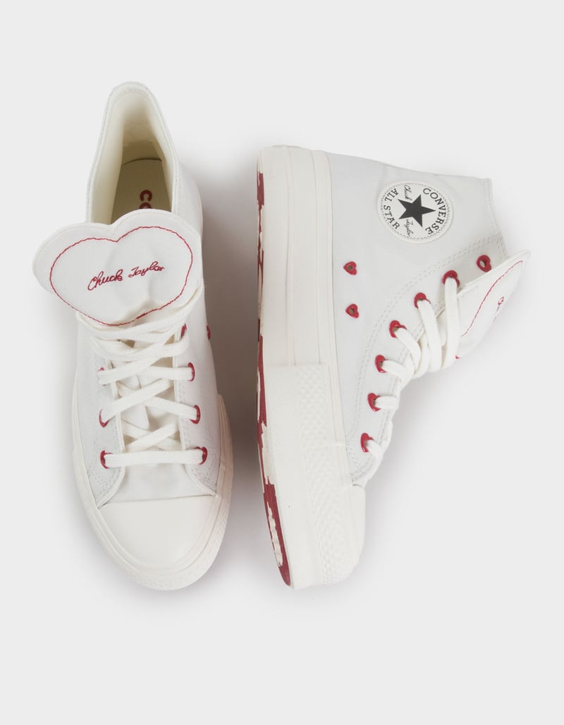 CONVERSE Chuck Taylor All Star Lift Hearts Womens High Top Platform Shoes image number 4