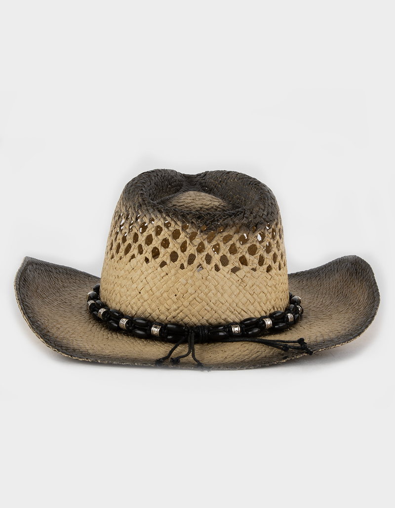 Faux Leather Trim Tea Wash Womens Cowboy Hat image number 2