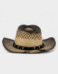 Faux Leather Trim Tea Wash Womens Cowboy Hat image number 3