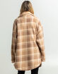 LOVE TREE Plaid Sherpa Womens Shacket image number 3