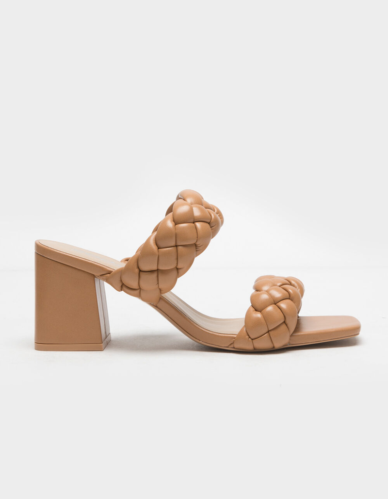 SODA Braided Womens Camel Block Heel Mules image number 1