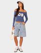 EDIKTED 90's Off Shoulder Long Sleeve Tee image number 2