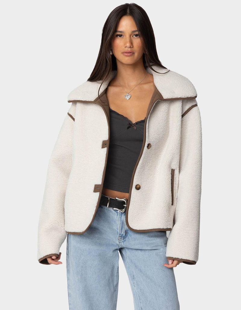 EDIKTED Frost Oversized Faux Shearling Jacket - BEIGE | Tillys