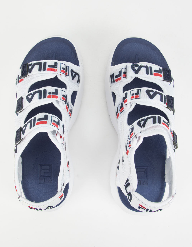 FILA Disruptor White & Navy Womens Velcro Platform Sandals image number 1