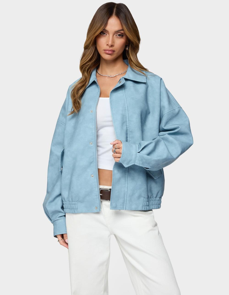 EDIKTED Oversized Washed Faux Leather Jacket image number 0