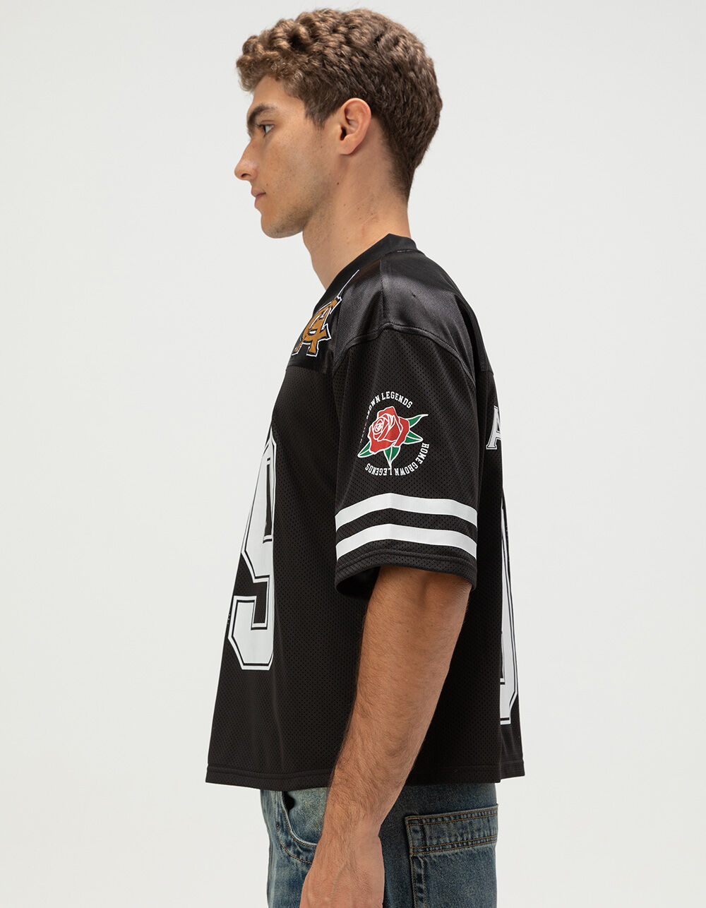 RSQ Mens Baggy Crop Mesh Jersey - BLACK | Tillys