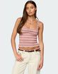 EDIKTED Adelia Striped Ruched Tank Top image number 1