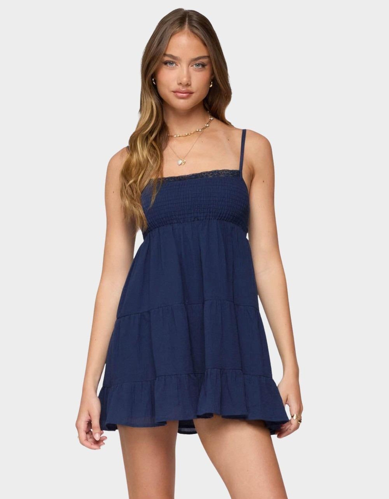 EDIKTED Calley Scrunchy Tiered Mini Dress image number 0