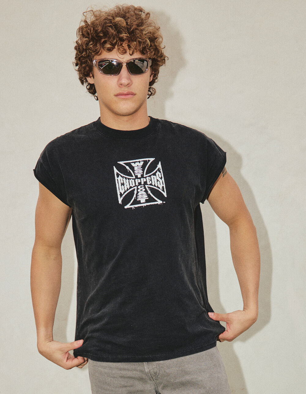 WEST COAST CHOPPERS Core Logo Mens Muscle Tee - WASHED BLACK - XL