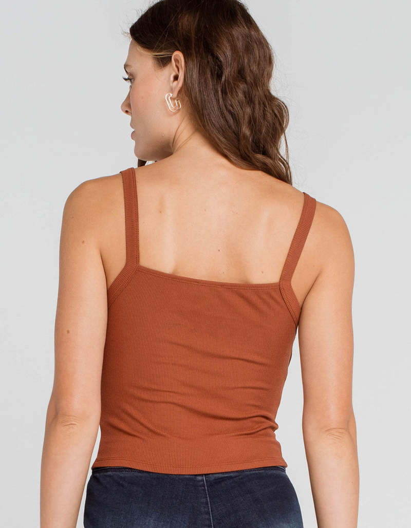 WEST OF MELROSE Adrenaline Ruche Knit Womens Camel Top image number 2