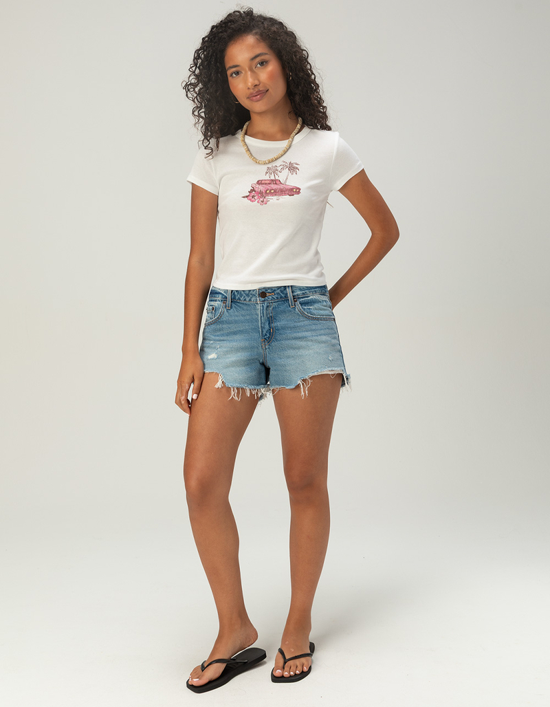 FULL TILT Car Hibiscus Womens Baby Tee image number 1