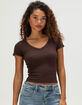 TILLYS V-Neck Rib Womens Tee image number 1