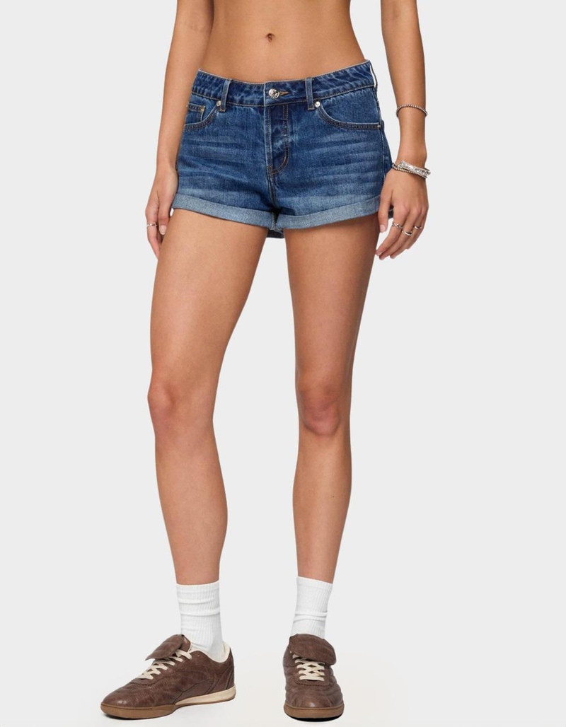 EDIKTED Rylin Low-Rise Denim Shorts image number 0