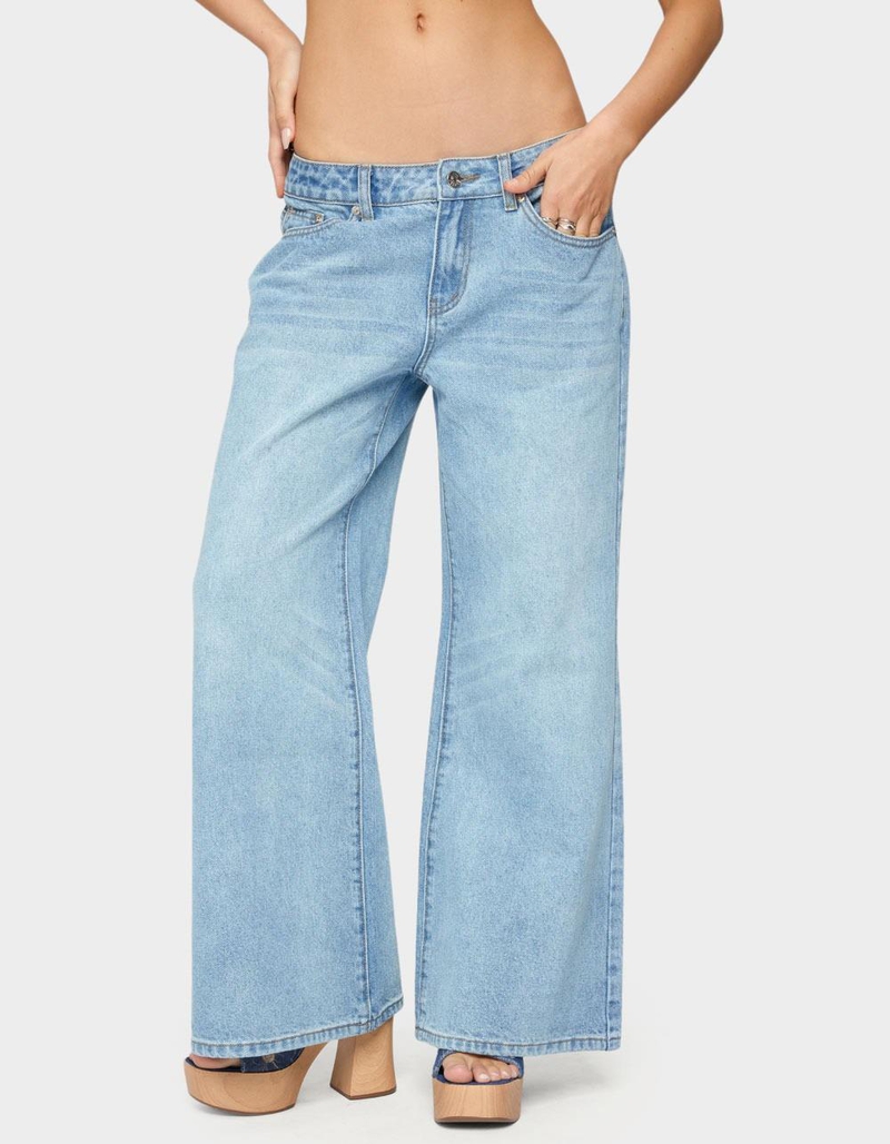 EDIKTED Petite Low Rise Wide Leg Jeans image number 0