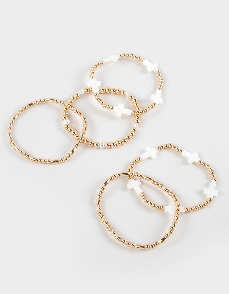 FULL TILT 5 Pack Stretch Shell Cross Beaded Bracelets image number 1