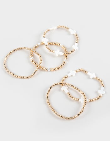 FULL TILT 5 Pack Stretch Shell Cross Beaded Bracelets Alternative Image