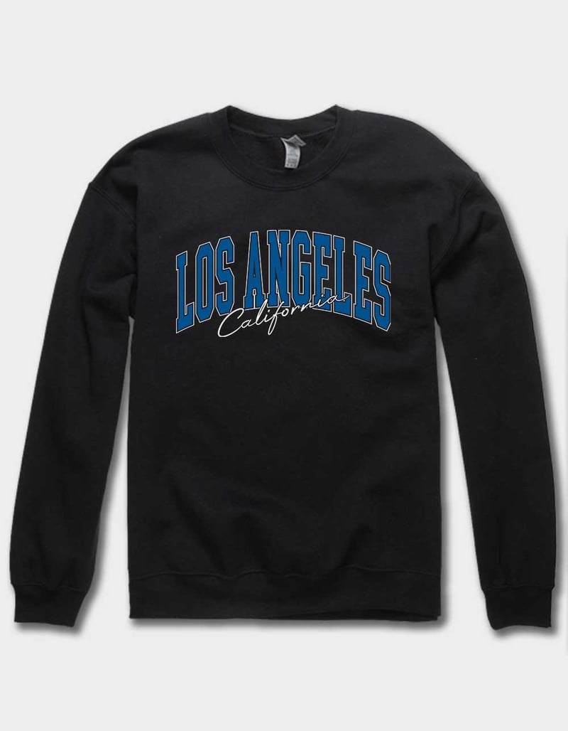 LOS ANGELES California Script Unisex Crewneck Sweatshirt BLACK Tillys
