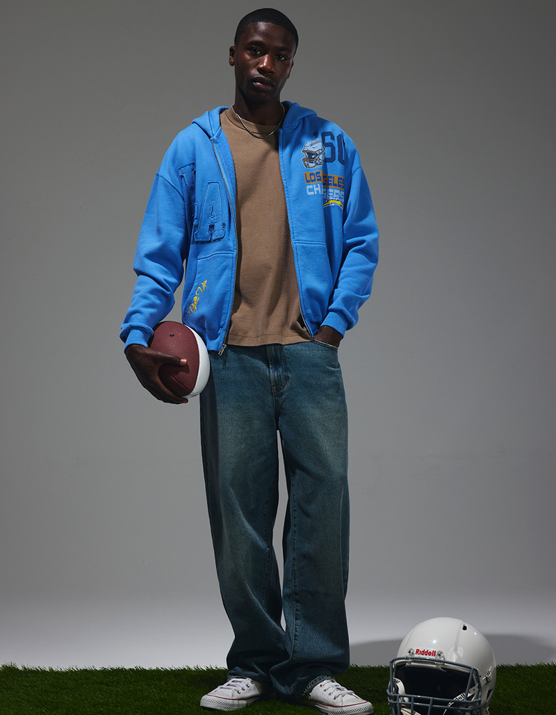 THE WILD COLLECTIVE Los Angeles Chargers Mens Zip-Up Hoodie image number 6