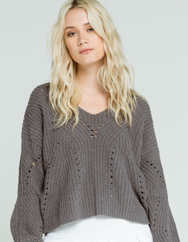 SKY AND SPARROW Transition Stitch Womens Charcoal Sweater image number 0