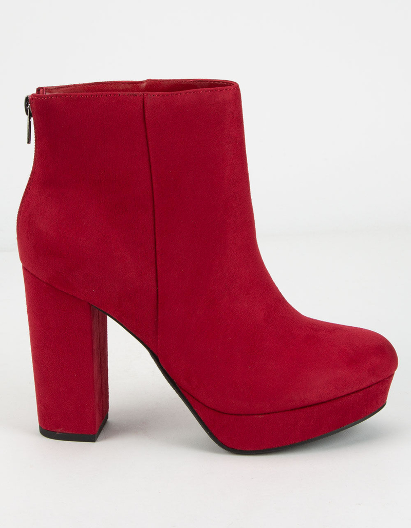 DELICIOUS Faux Suede Ankle High Heel Womens Boot image number 1