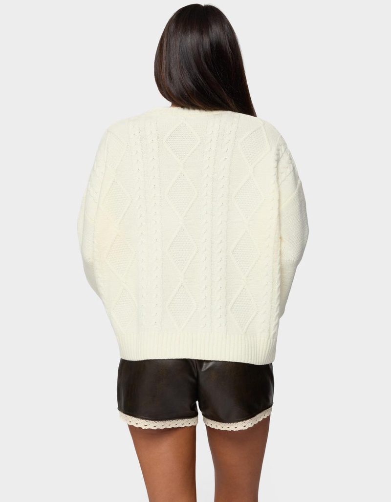 EDIKTED Braided Cable Knit Oversized Sweater image number 2