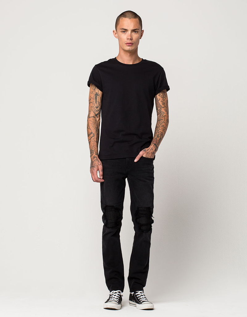 RSQ Seattle Moto Mens Skinny Tapered Jeans image number 4