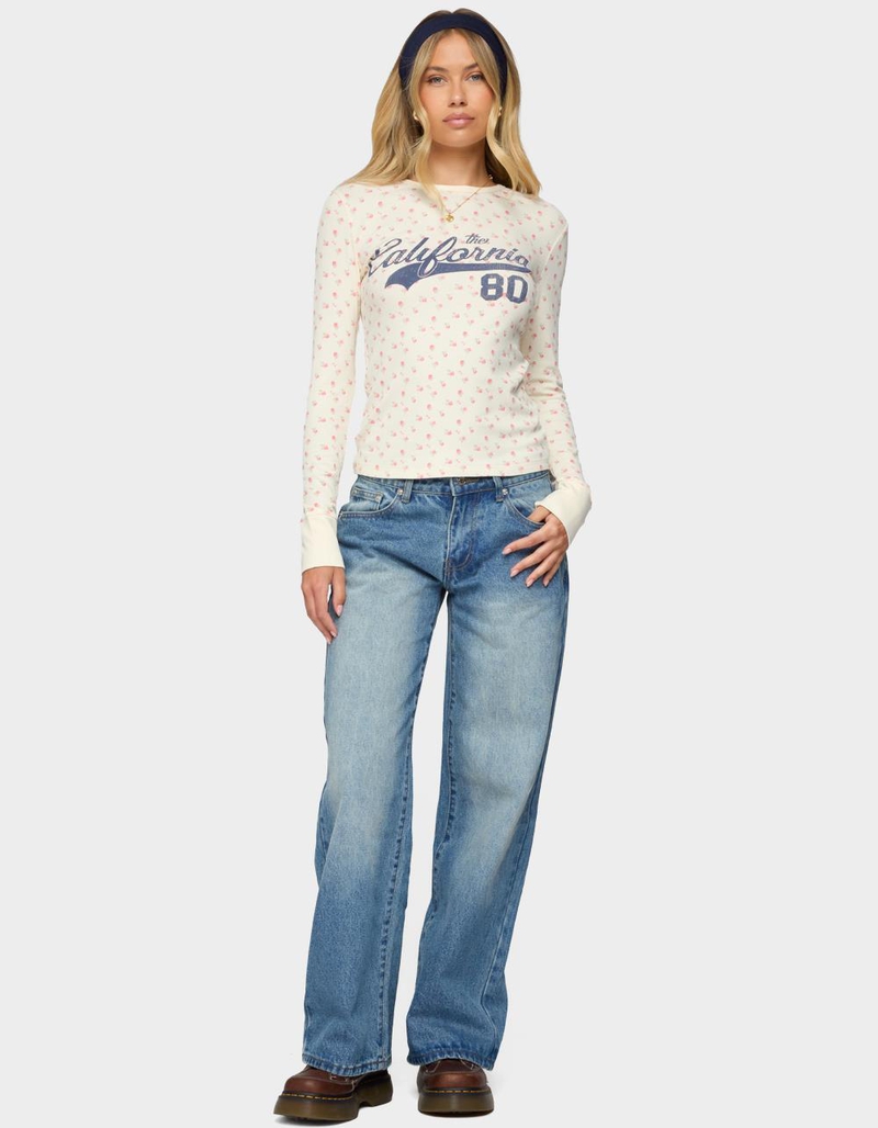 EDIKTED Cali Floral Ribbed Long Sleeve Tee image number 3