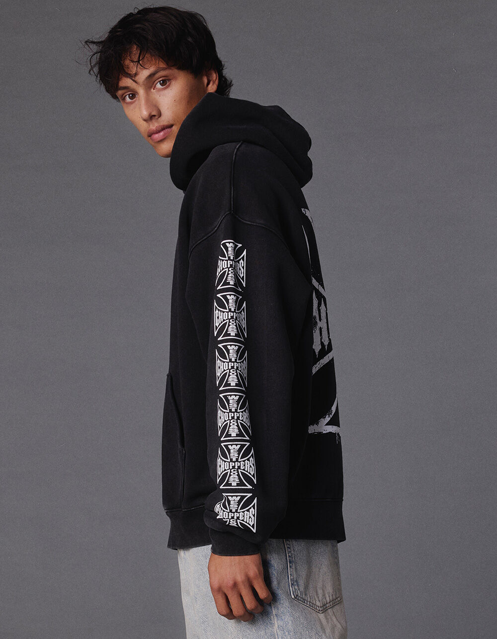 WEST COAST CHOPPERS Core Logo Mens Hoodie - WASHED BLACK - XXL