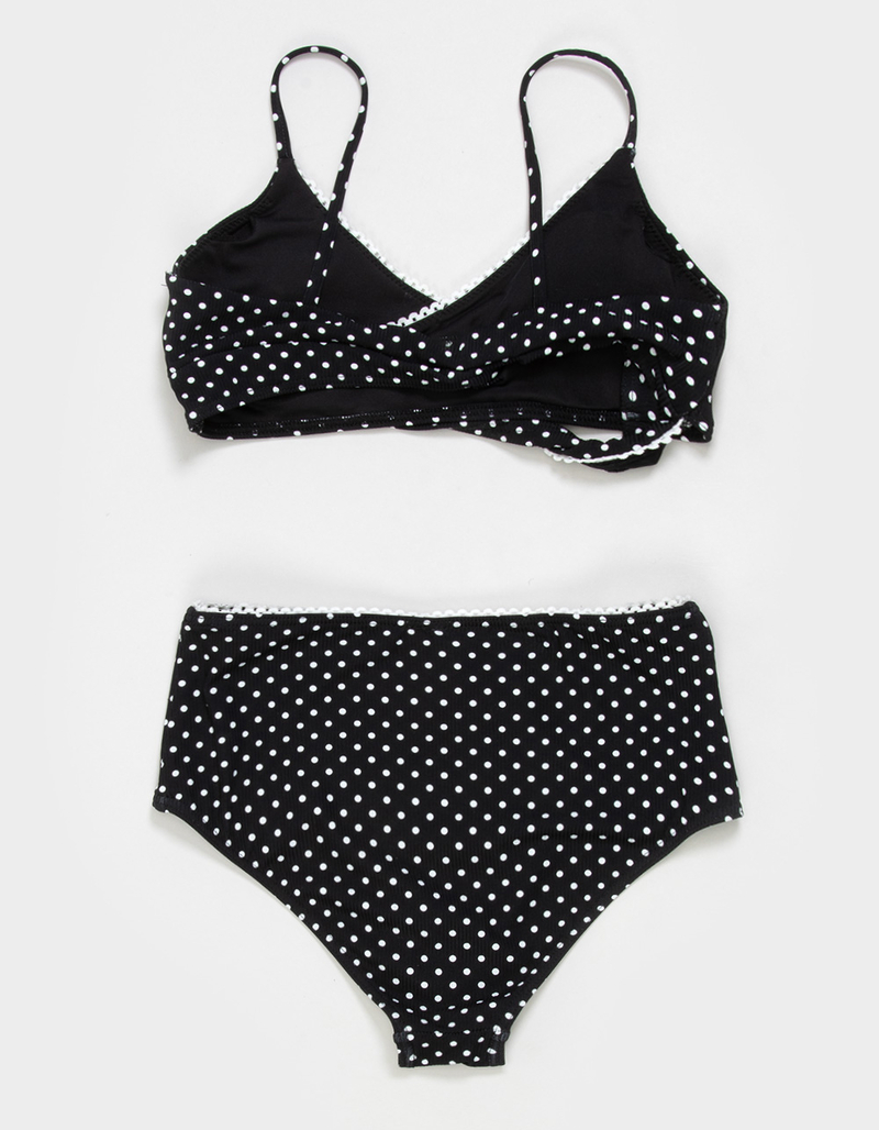 FULL TILT Polka Dot Girls Texture Wrap Bikini Set image number 3