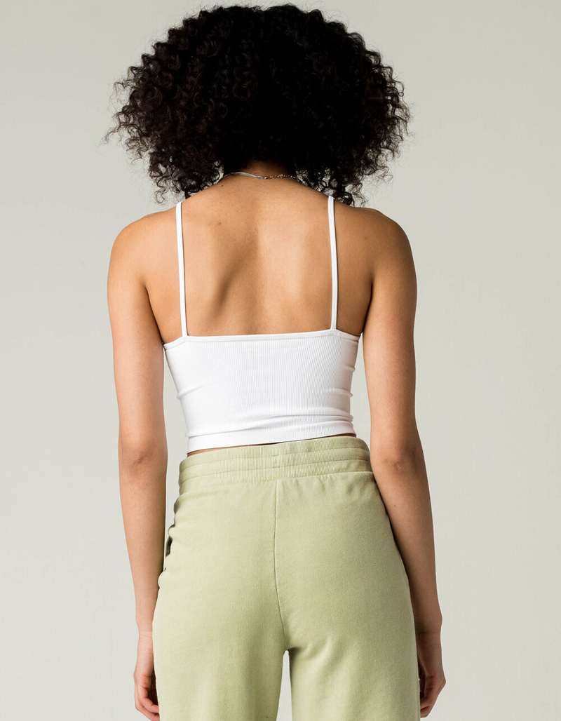 FULL TILT Seamless V Neck White Cami Bralette image number 2