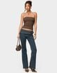 EDIKTED Asymmetric Grommet Belt Low Rise Flared Jeans image number 5