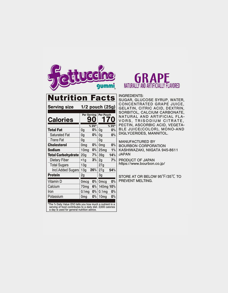 BOURBON Fettucine Grape Sour Gummy Candy image number 1