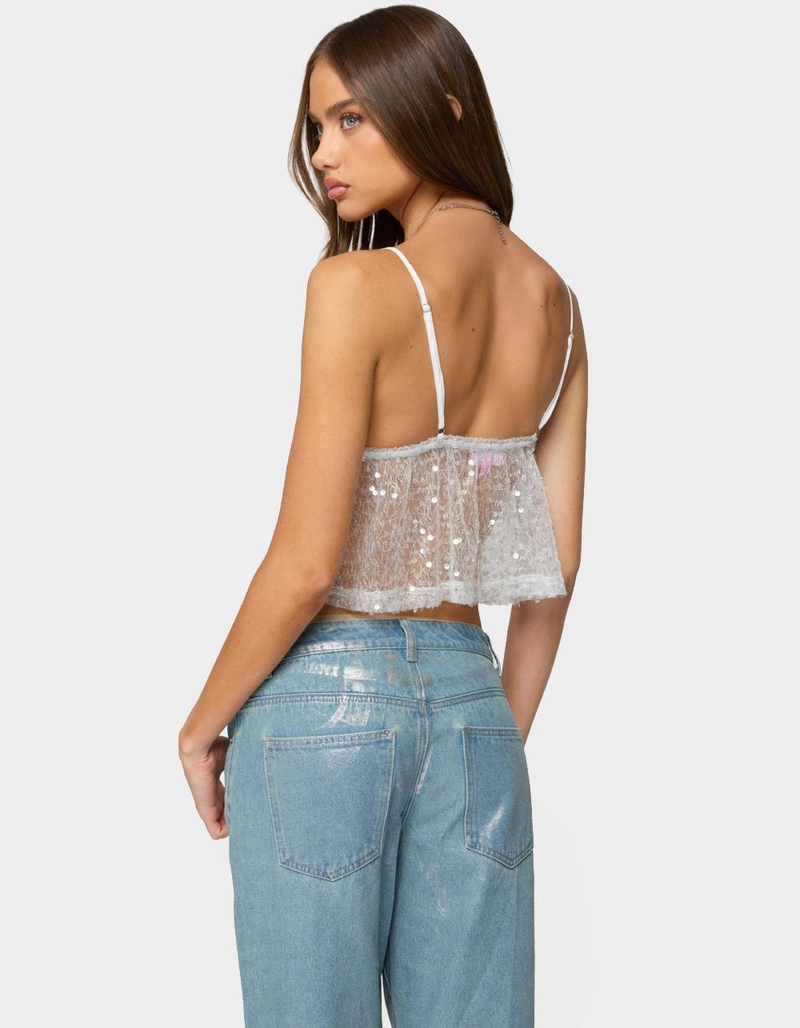 EDIKTED Sheer Sequin Babydoll Tank Top image number 2