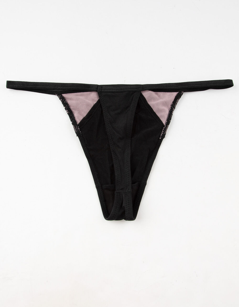 FULL TILT Shiny Micro Lace Black Thong image number 1