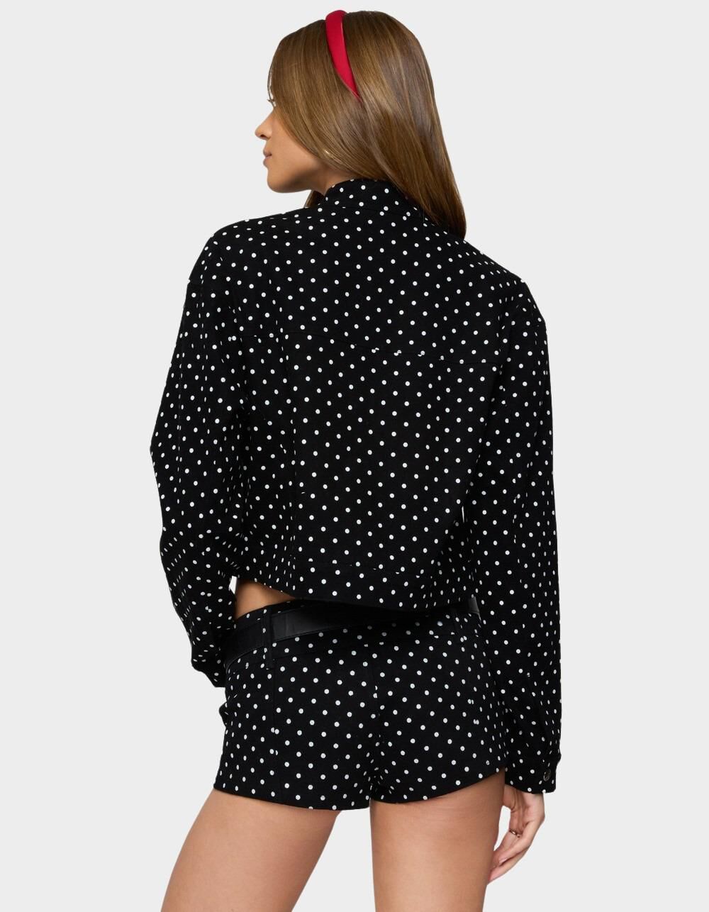 EDIKTED Tabitha Polka Dot Jacket - BLACK | Tillys