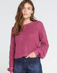 SKY AND SPARROW Knit Balloon Sleeve Womens Berry Sweater image number 2