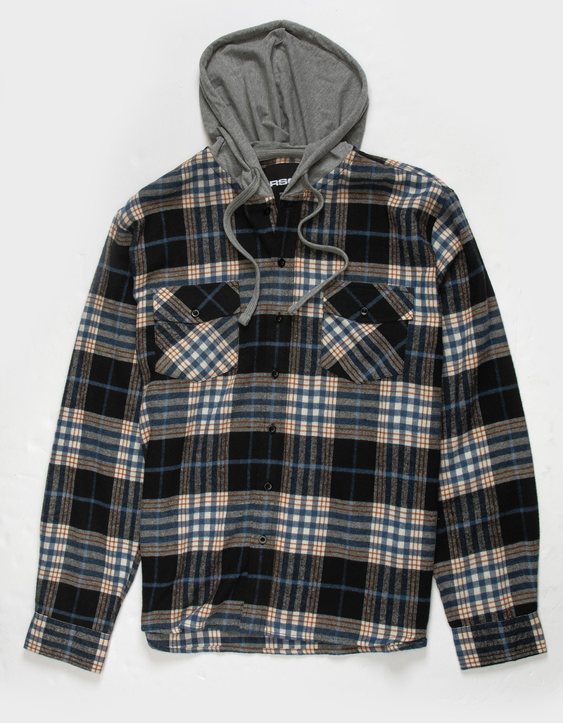 RSQ Mens Plaid Hooded Flannel image number 1