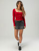 RSQ Womens Long Sleeve Square Neck Rib Bow Top image number 2