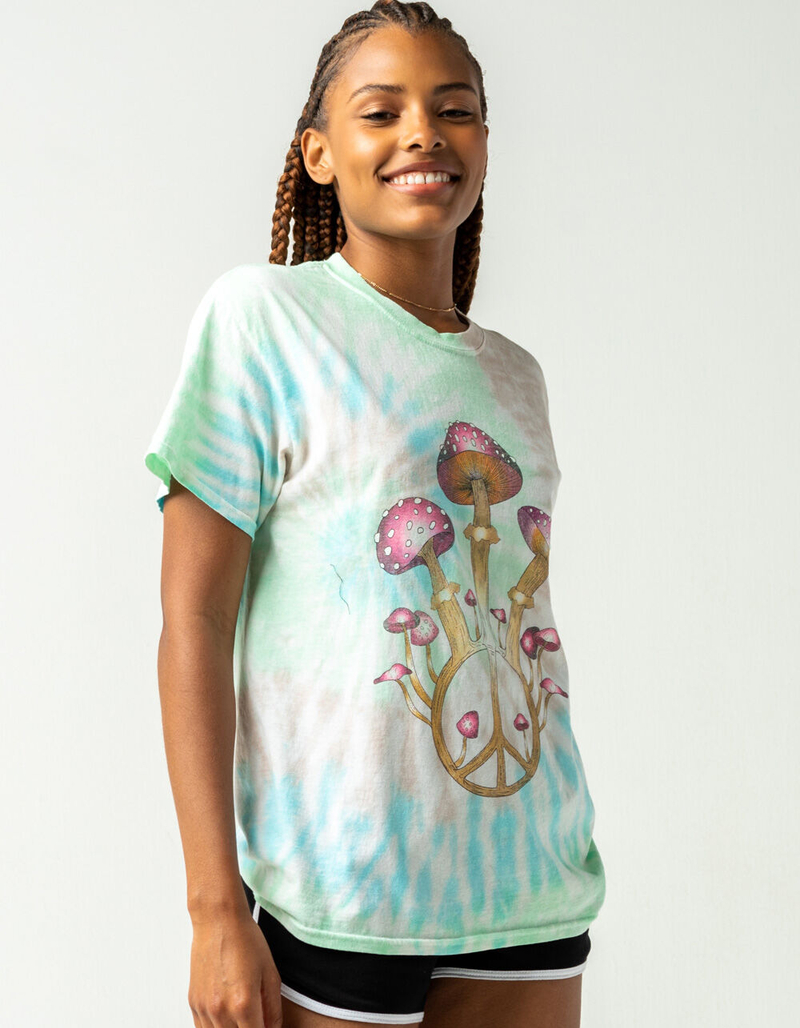 FULL TILT Tie Dye Mushroom Womens Oversized Tee image number 1