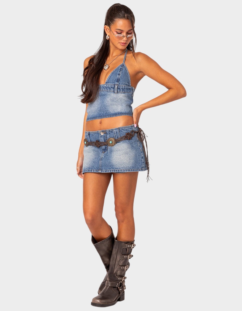 EDIKTED Wanona Denim Mini Skort image number 1