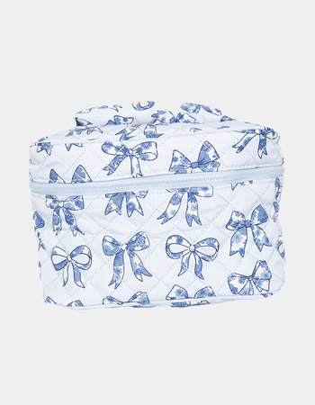 KATYDID Light Blue Toile Coquette Bows Make Up Bag Alternative Image