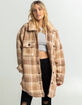 LOVE TREE Plaid Sherpa Womens Shacket image number 1