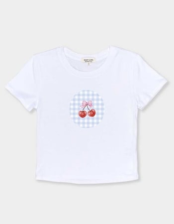 CHERRIES Picnic Gingham Womens Baby Tee Primary Image