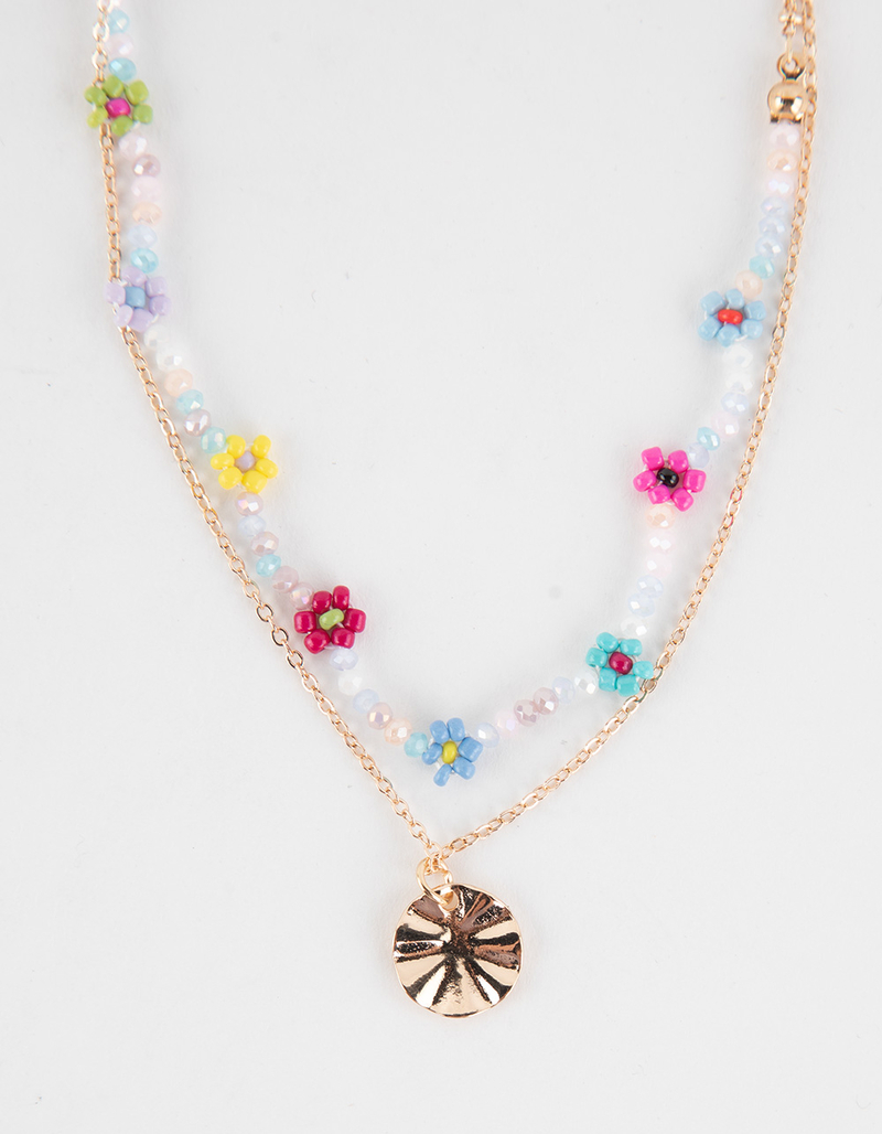 FULL TILT Layered Beaded Flower Necklace image number 1