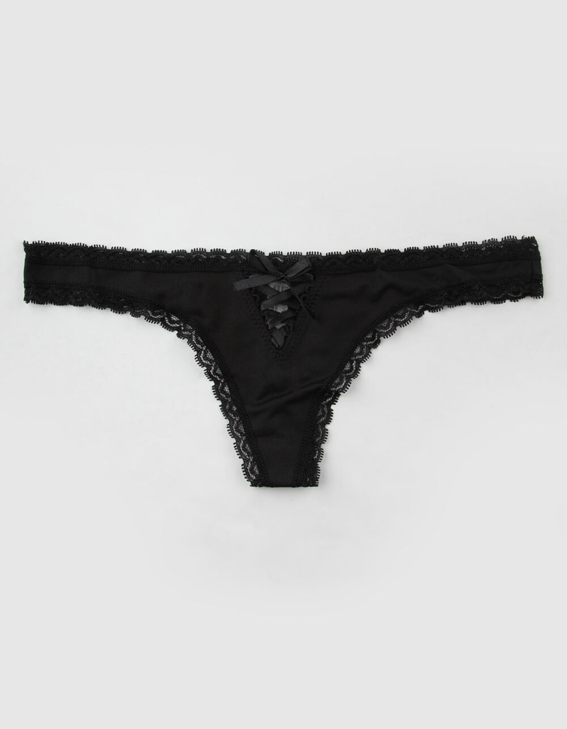 FULL TILT Lace Up Black Thong image number 0