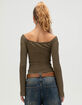 WEST OF MELROSE Womens Off The Shoulder Open Tie Front Top image number 4
