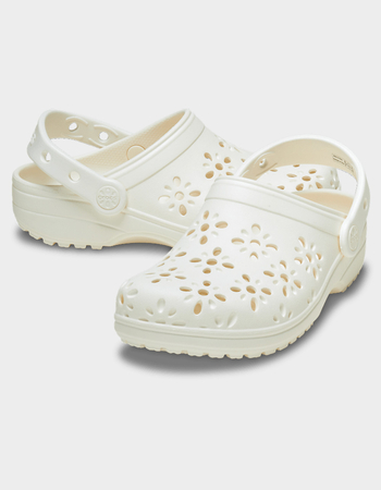CROCS Floral Cut-Out Womens Classic Clogs Primary Image