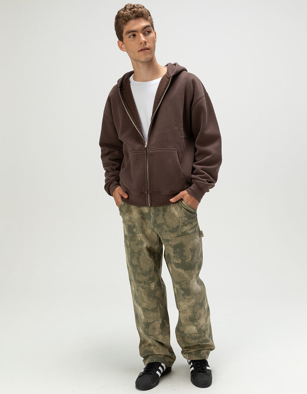 RSQ Mens Oversized Zip-Up Hoodie - DARK BROWN | Tillys