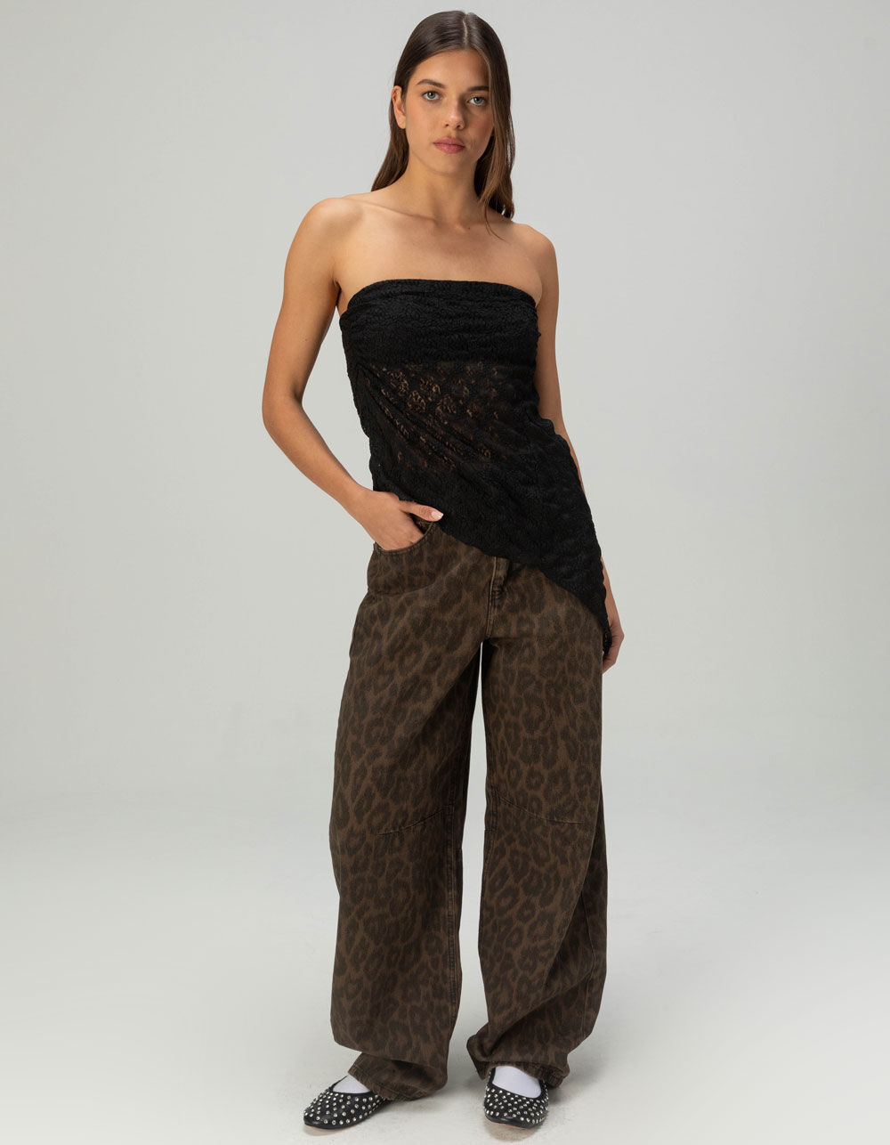 BDG Urban Outfitters Lace Y2K Asymmetrical Womens Bandeau Top